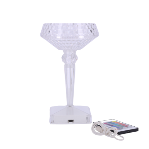 Kryształowa Lampka LED RGB Mała Nocna Dekoracyjna na Baterie USB