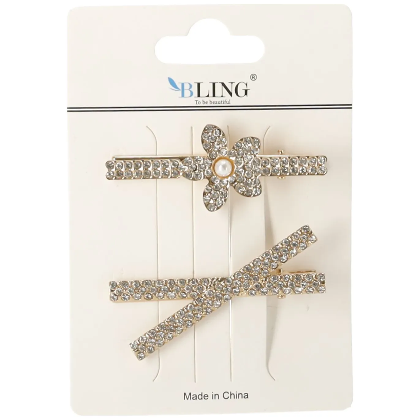 Spinki, wsuwki do włosów BLING 2 szt. – złota, mix wzorów - obrazek 2