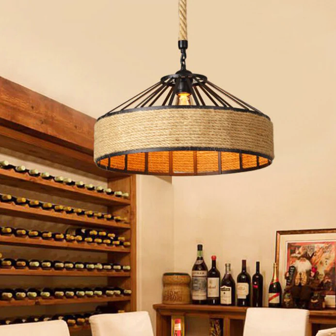 Lampa sufitowa z liny konopnej na oryginalnej jutowej linie - średnica 50 cm - obrazek 6