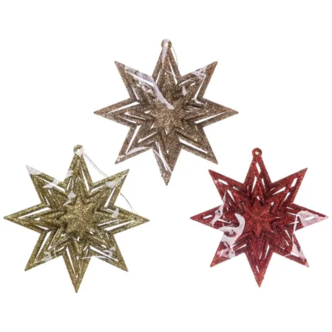 Lśniąca ozdoba choinkowa Gwiazda - dekoracja wigilijna w kolorach złoty, szampan