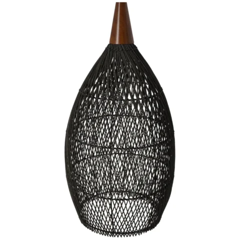 Rustykalna rattanowa lampa wisząca - 35 cm (czarna)