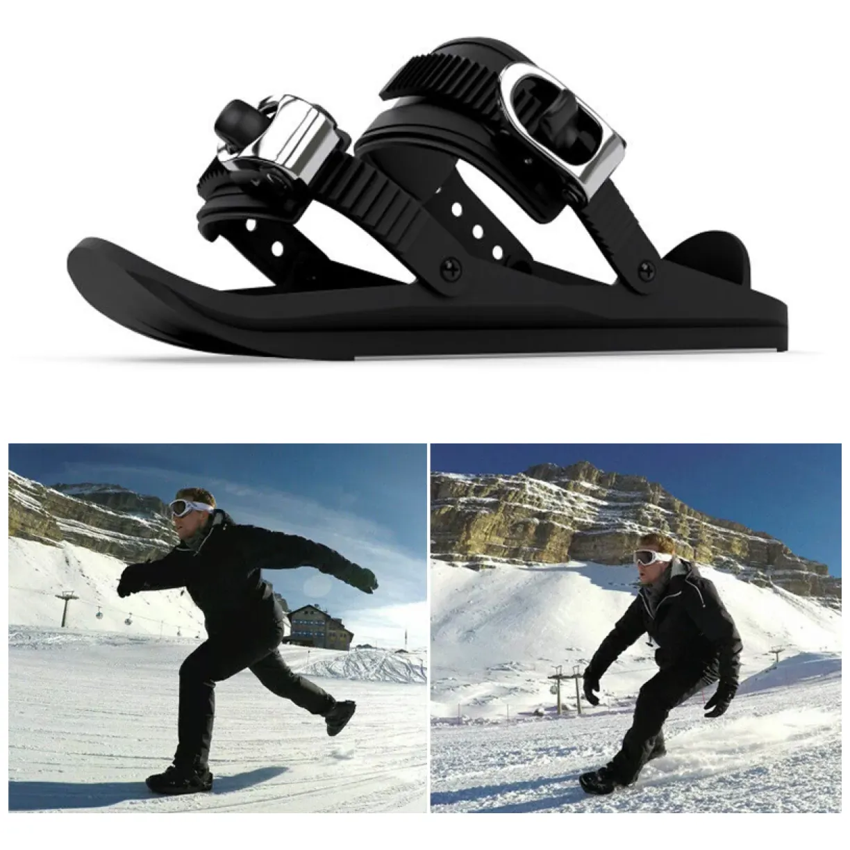 Buty narciarskie mini Krótkie narty - czarne - obrazek 2