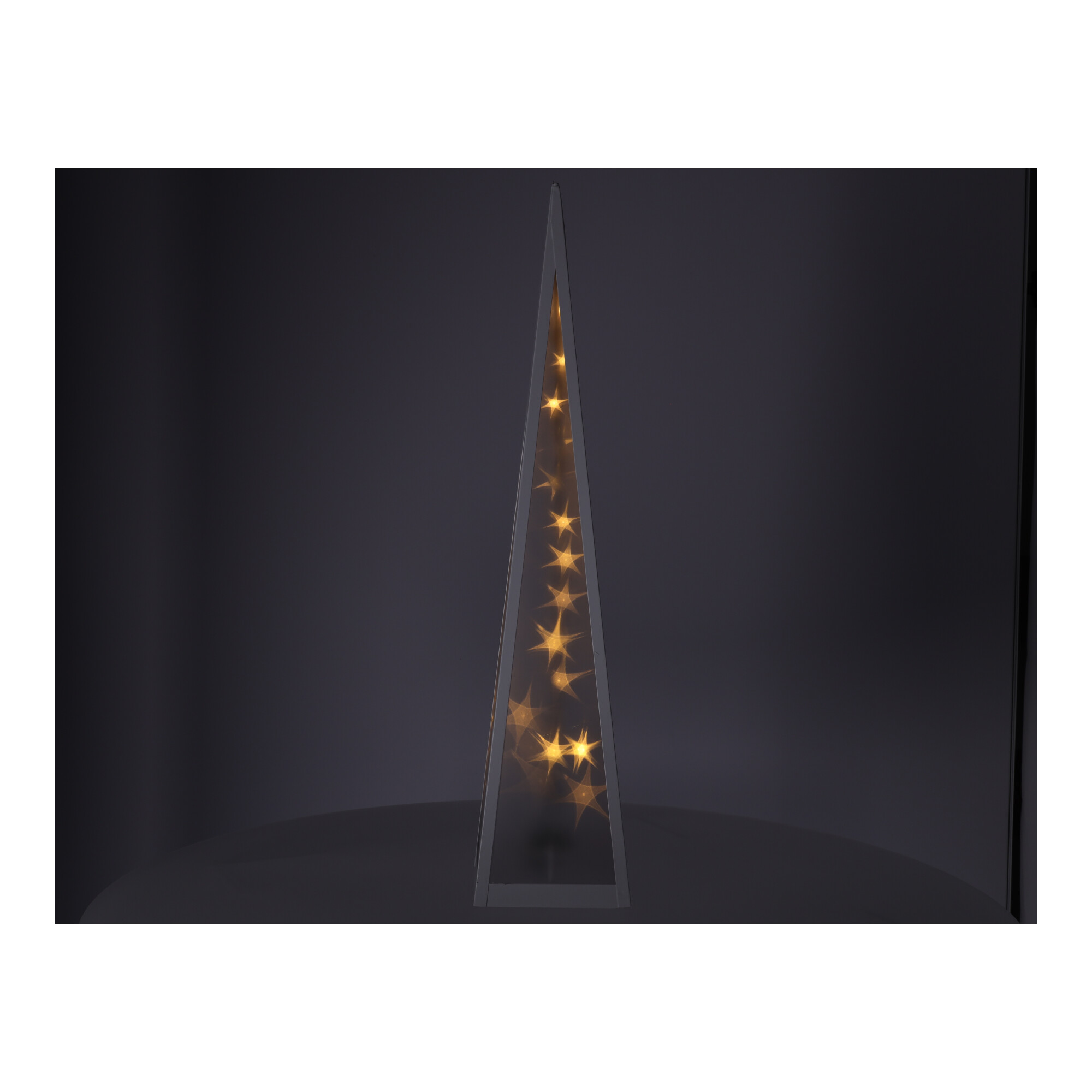 Świąteczna lampa w kształcie choinki LED z obrotowymi gwiazdkami, biała rama 45 cm - obrazek 3