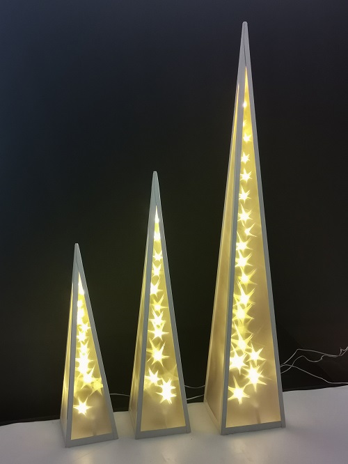 Świąteczna lampa w kształcie choinki LED z obrotowymi gwiazdkami, biała rama 45 cm - obrazek 9