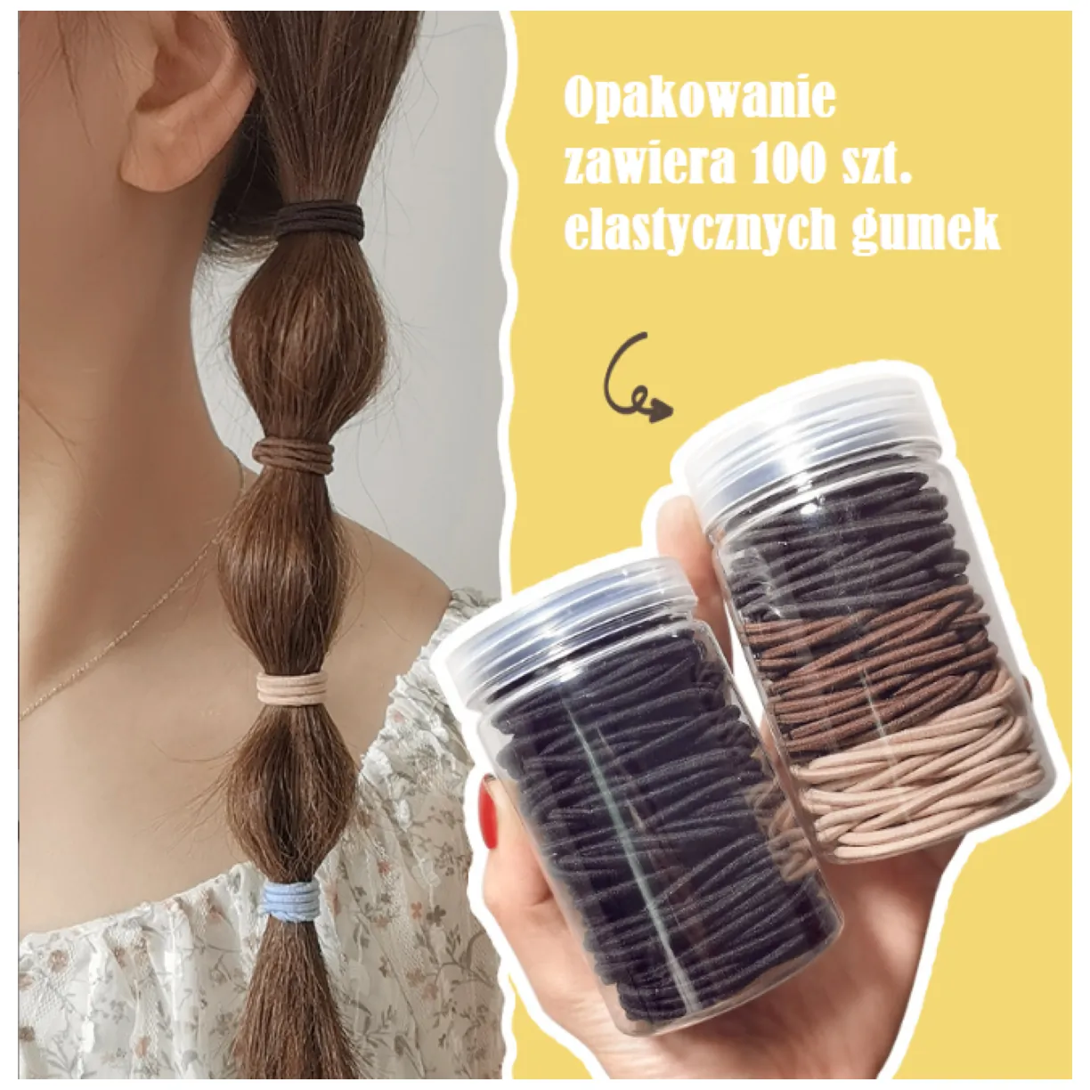Zestaw gumek do włosów - czarne - obrazek 3