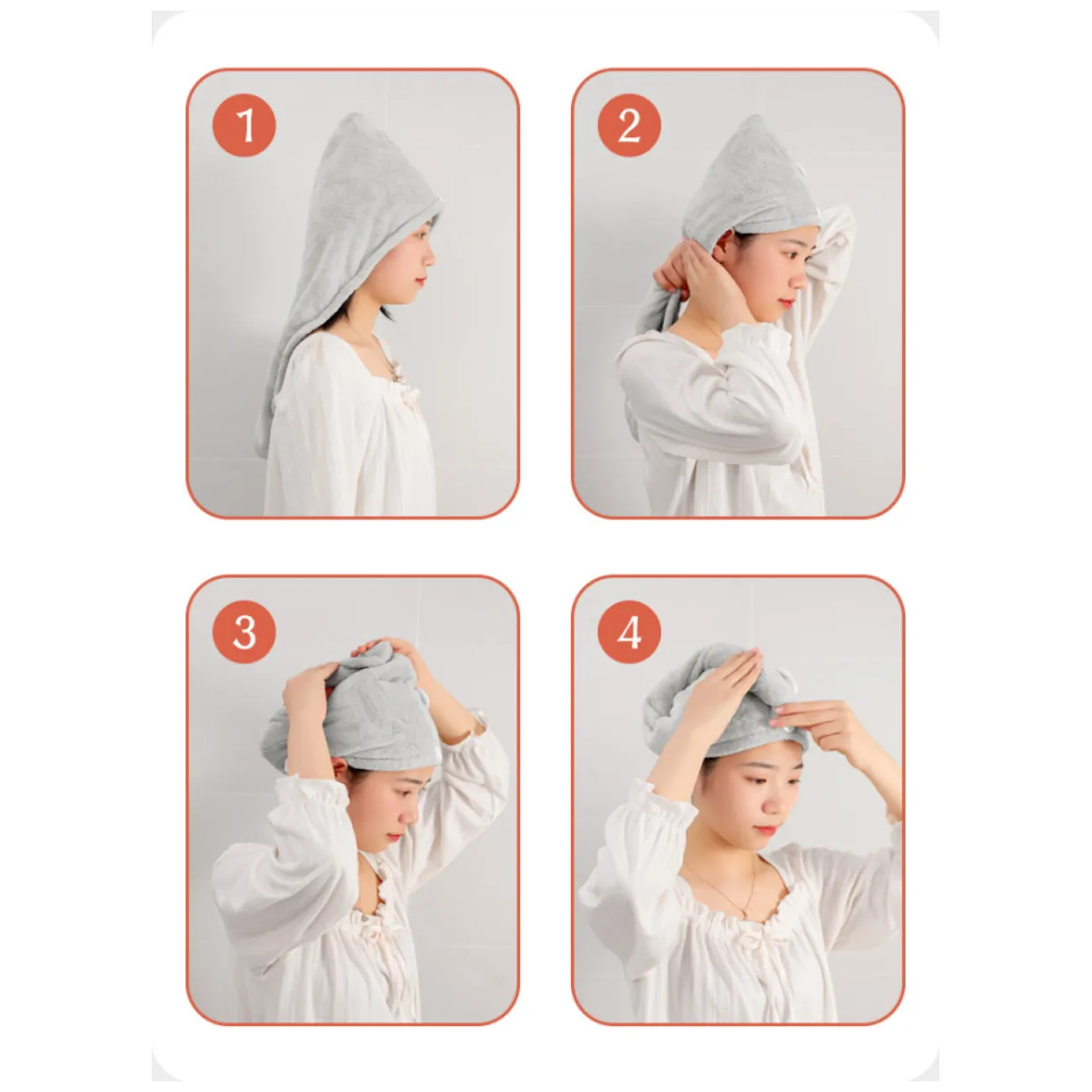 Superchłonny ręcznik do włosów, turban do włosów - beżowy - obrazek 10