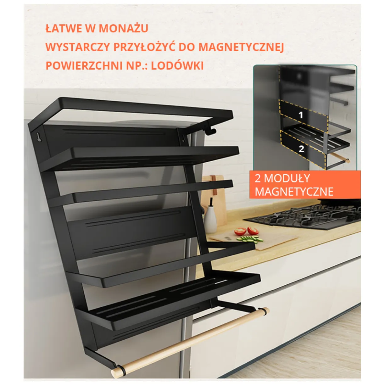 Magnetyczny organizer na akcesoria kuchenne - dwupoziomowy - obrazek 2