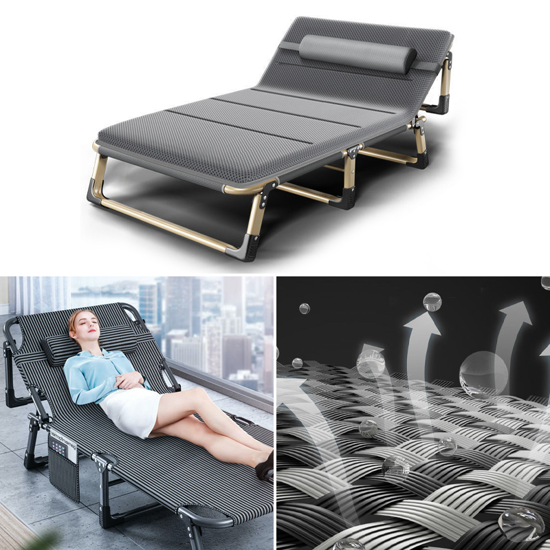 Składane łóżko turystyczne BIZNESOWE, polowe, kanadyjka PREMIUM 75 cm - kolor szary - obrazek 2