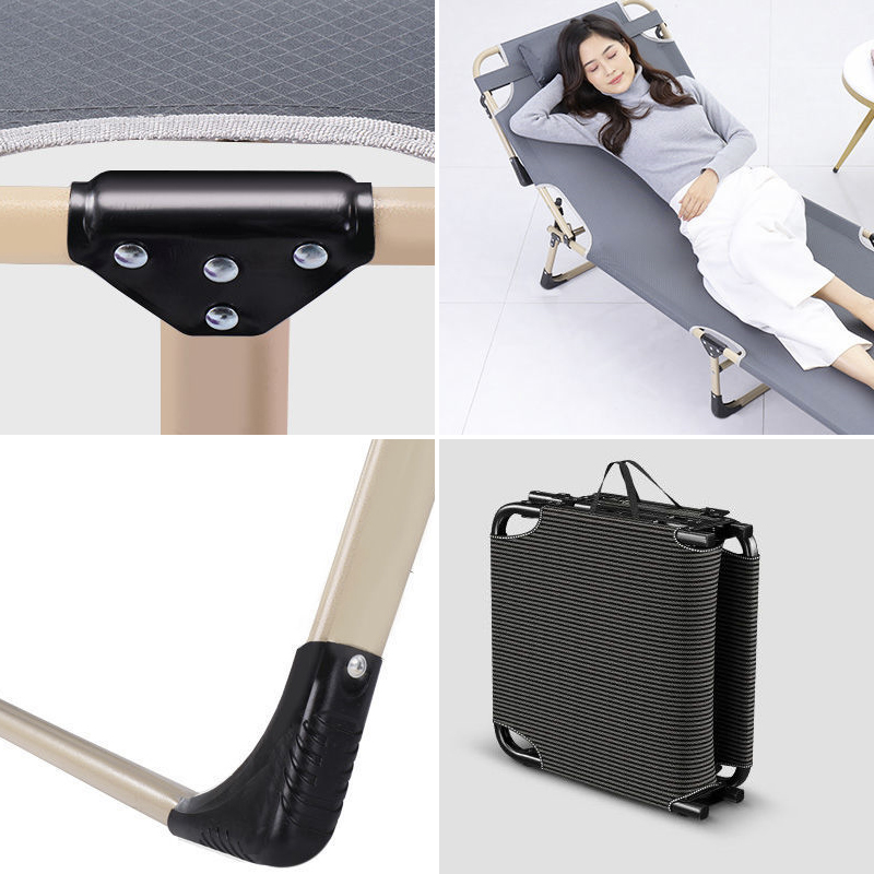 Składane łóżko turystyczne BIZNESOWE, polowe, kanadyjka PREMIUM 75 cm - kolor szary - obrazek 4