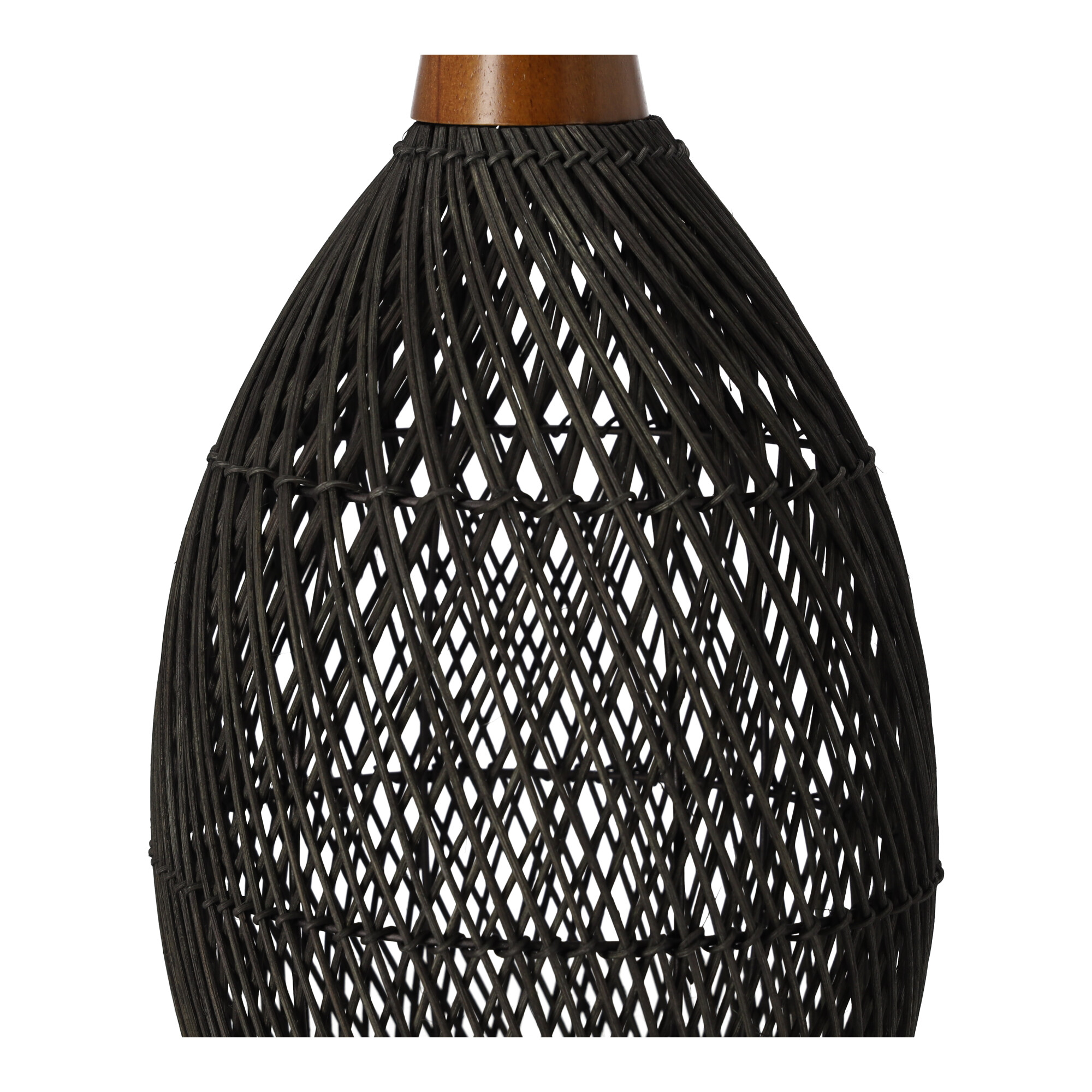 Czarna rattanowa lampa wisząca boho 25 cm - rustykalna, drewniana - obrazek 4