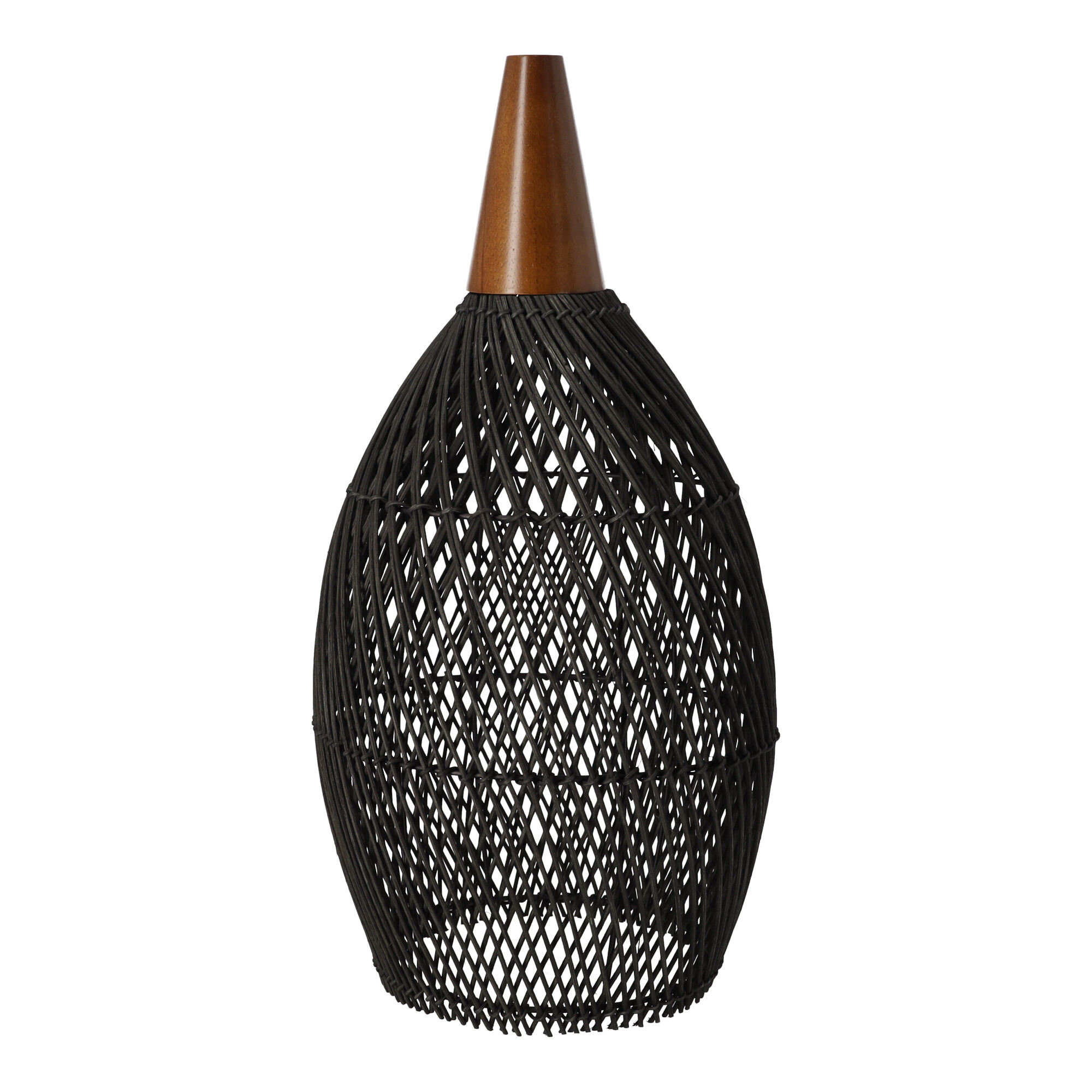 Czarna rattanowa lampa wisząca boho 25 cm - rustykalna, drewniana - obrazek 5
