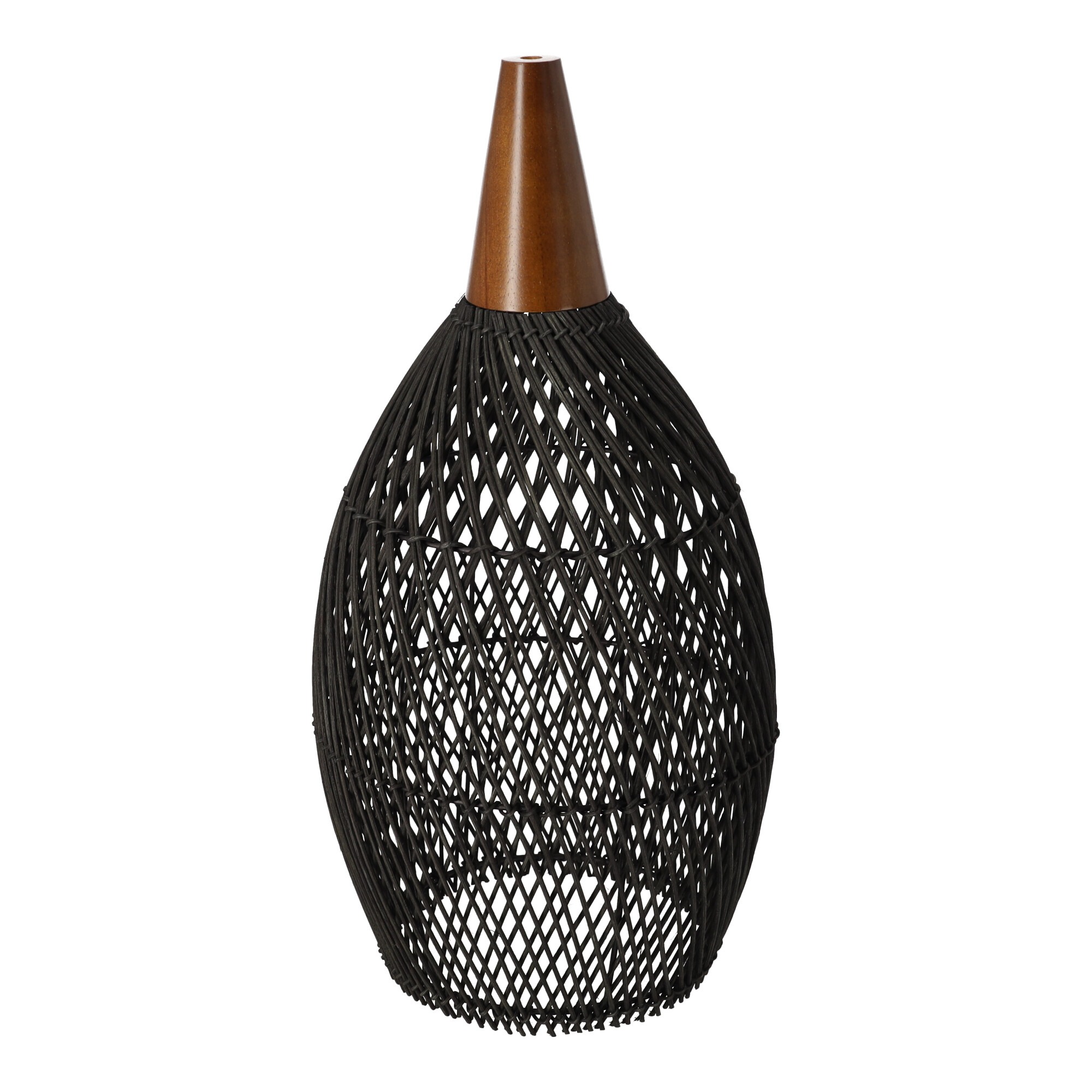 Czarna rattanowa lampa wisząca boho 25 cm - rustykalna, drewniana - obrazek 6