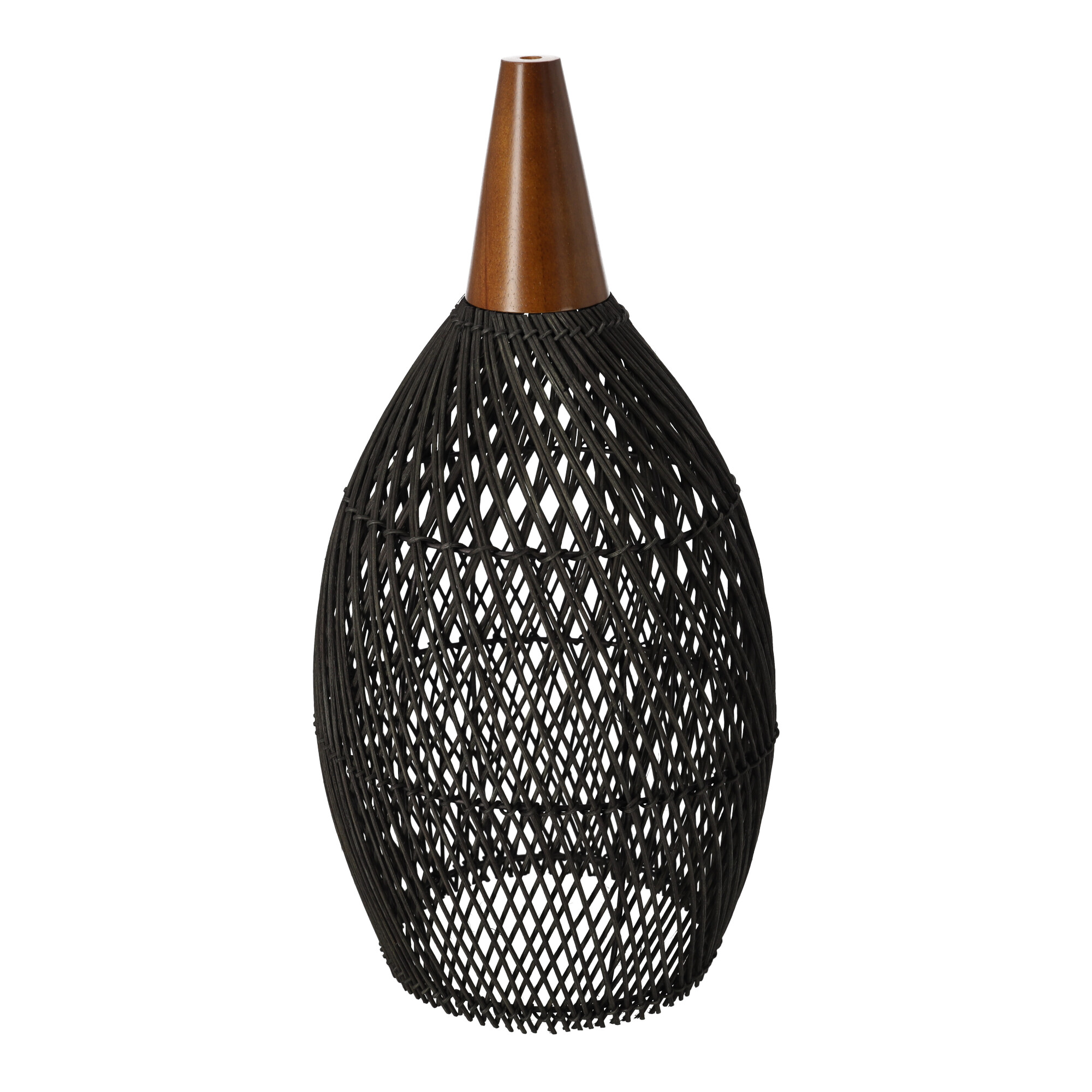 Czarna rattanowa lampa wisząca boho 25 cm - rustykalna, drewniana - obrazek 10