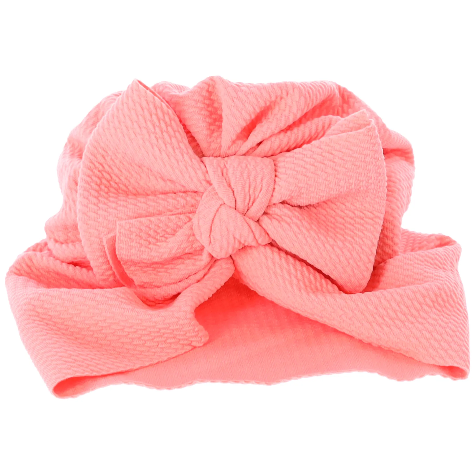 Turban niemowlęcy z kokardką, czapka dziewczęca - różowy - obrazek 2