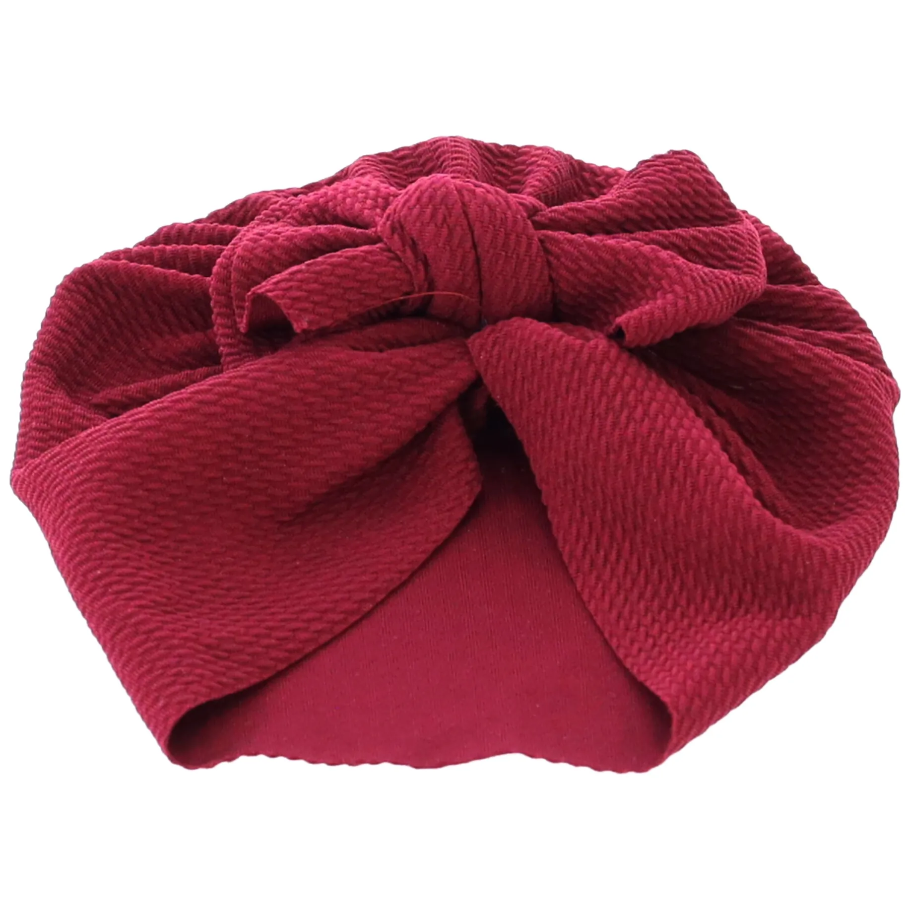 Turban niemowlęcy z kokardką, czapka dziewczęca - bordowy - obrazek 2
