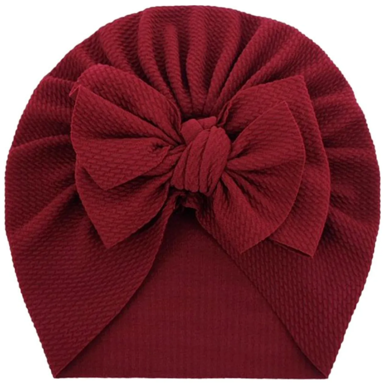 Turban niemowlęcy z kokardką, czapka dziewczęca - bordowy