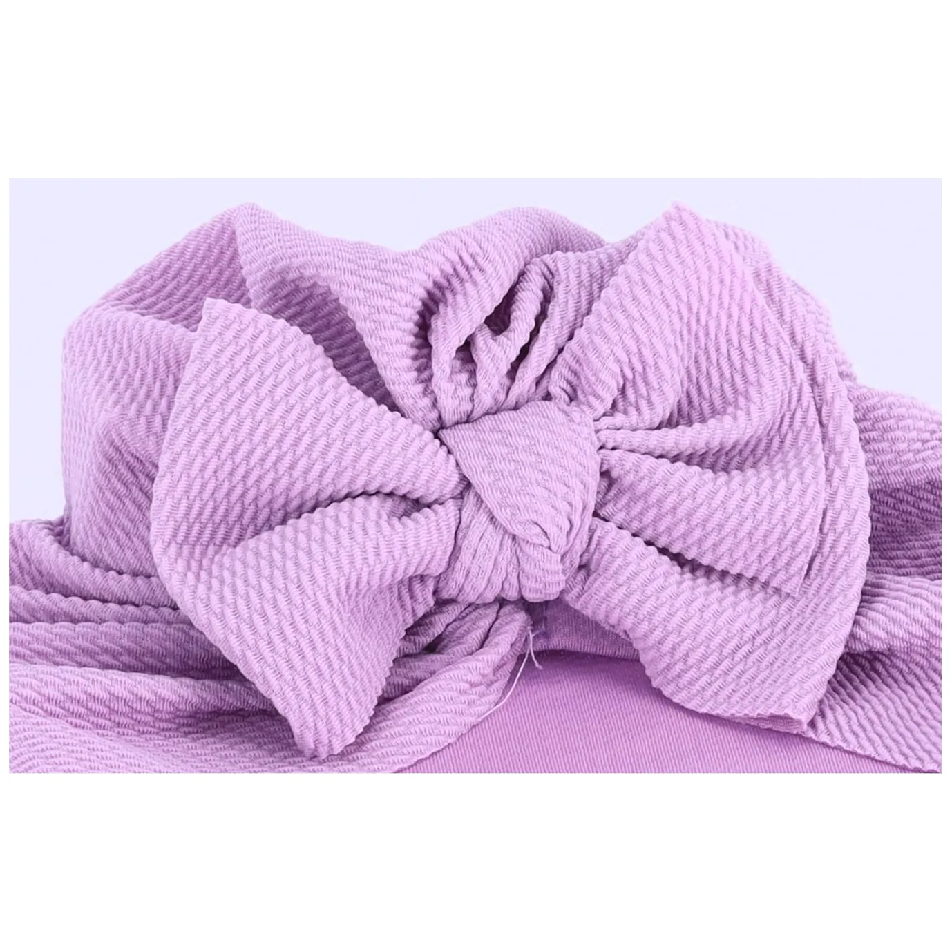 Turban niemowlęcy z kokardką, czapka dziewczęca - fioletowy - obrazek 2