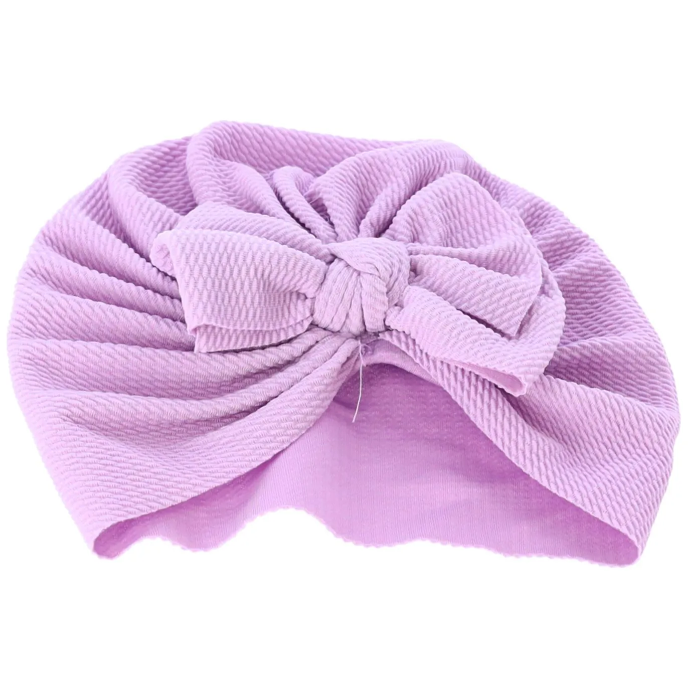 Turban niemowlęcy z kokardką, czapka dziewczęca - fioletowy - obrazek 3