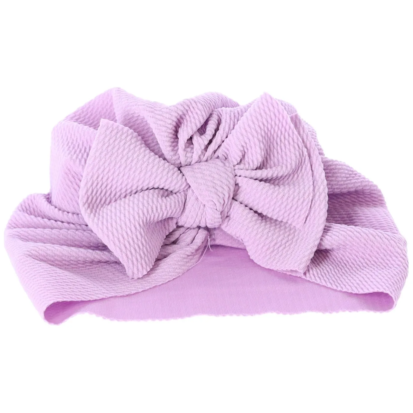 Turban niemowlęcy z kokardką, czapka dziewczęca - fioletowy - obrazek 4