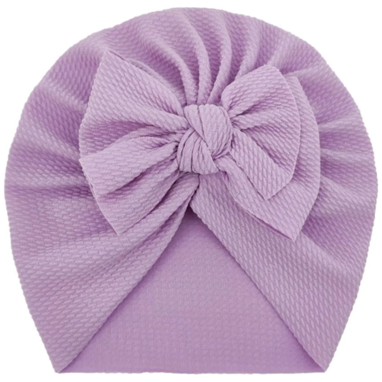 Turban niemowlęcy z kokardką, czapka dziewczęca - fioletowy - obrazek 5
