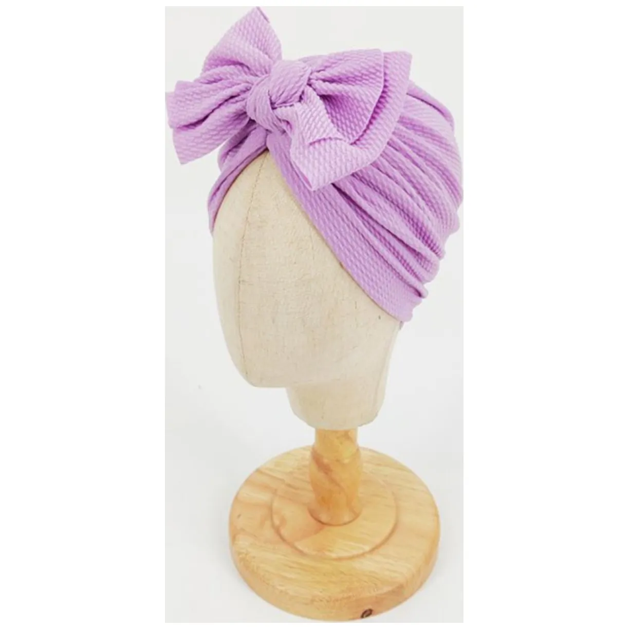 Turban niemowlęcy z kokardką, czapka dziewczęca - fioletowy - obrazek 6