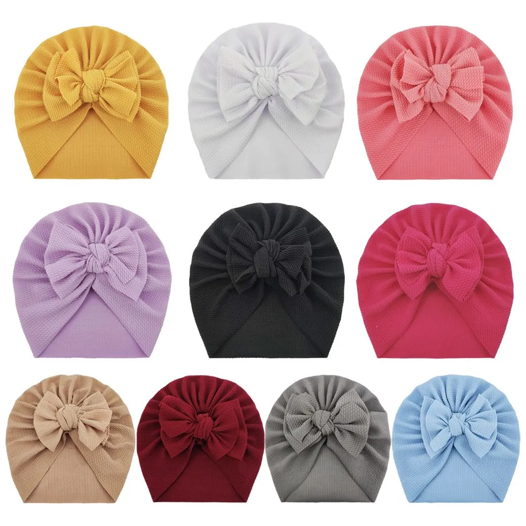 Turban niemowlęcy z kokardką, czapka dziewczęca - fioletowy - obrazek 9