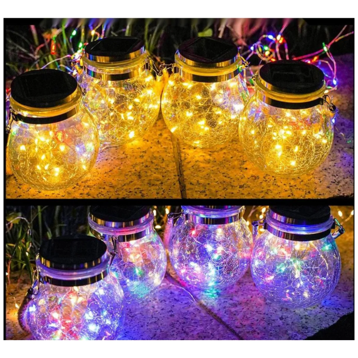 Lampion solarny ogrodowy/ Wisząca lampka LED solarna – rozmiar L, światło białe - obrazek 5