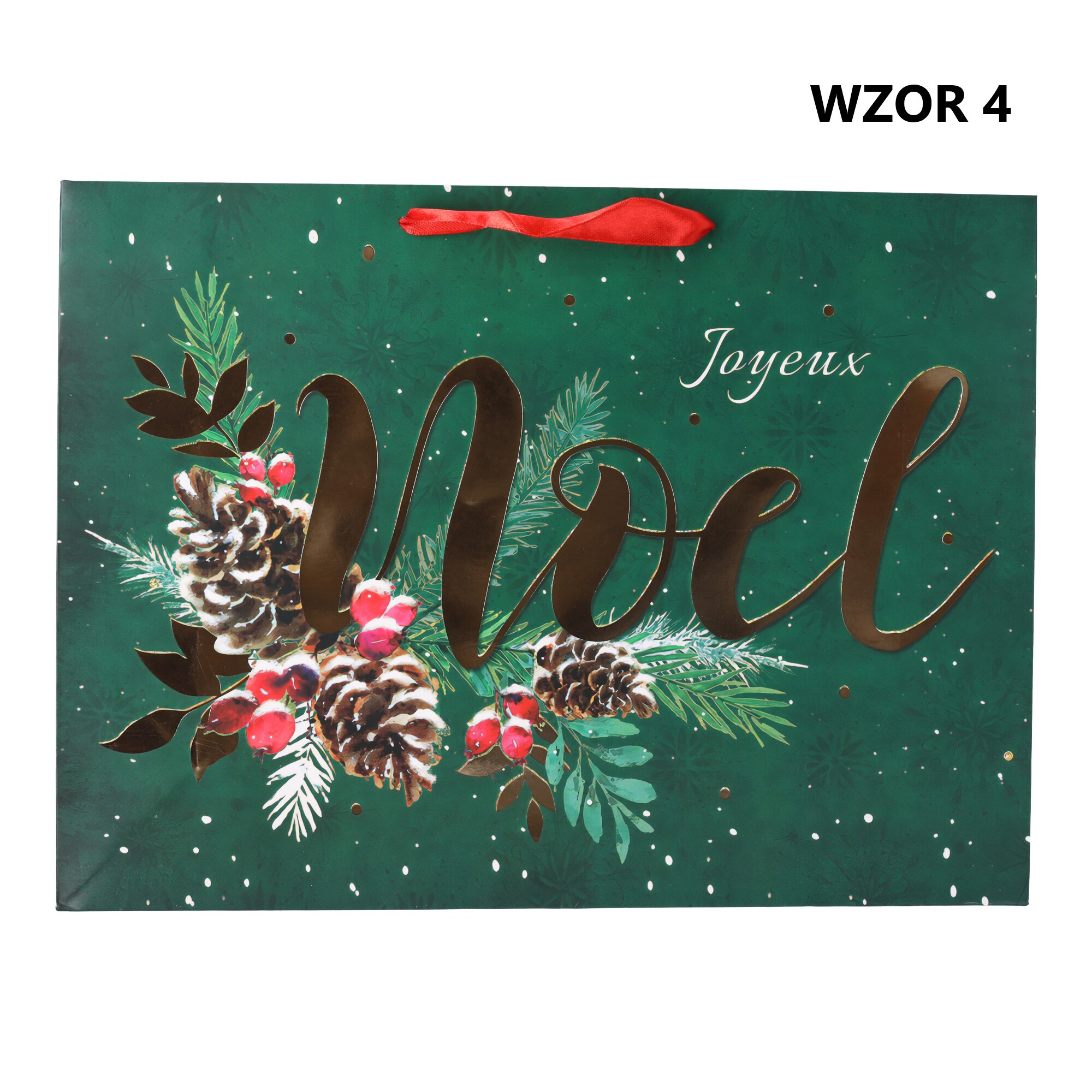 Świąteczna torebka na prezent Happy Holidays mix wzorów 42x12x31 cm - obrazek 4
