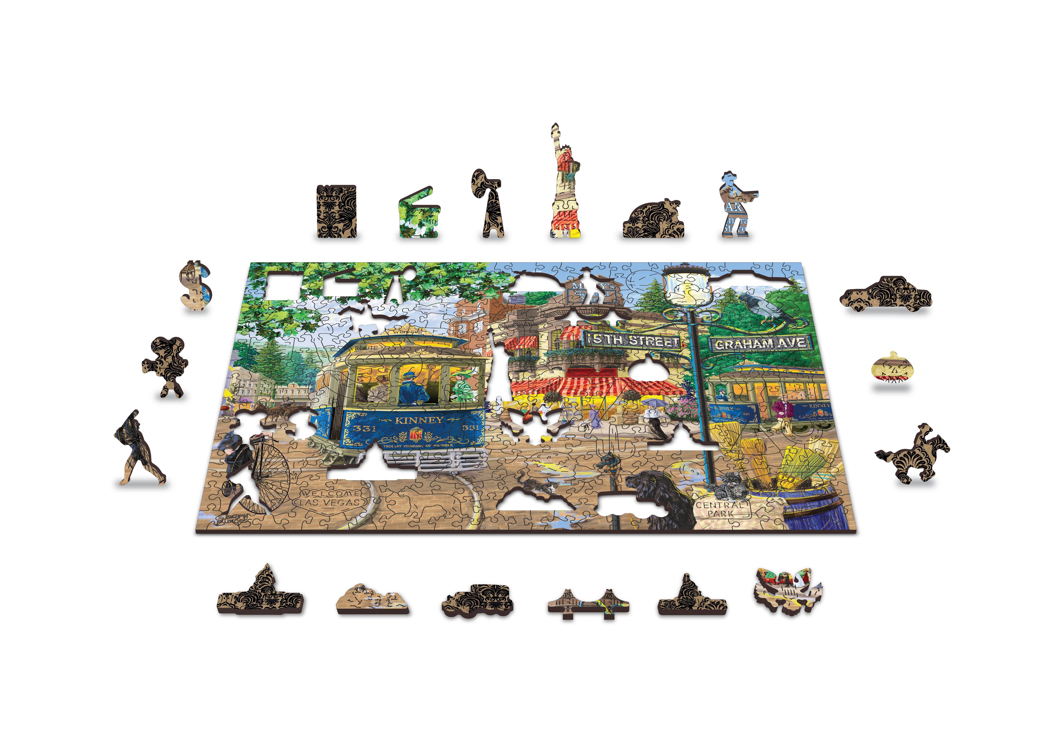 Dwustronne Drewniane Puzzle Wiktoriańska Ulica XL 1010 z Figurkami - obrazek 2