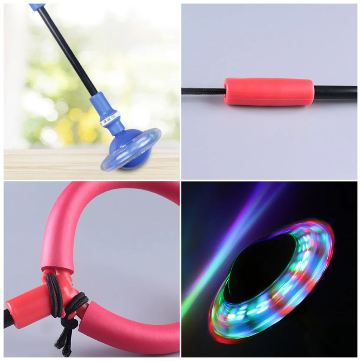 Hula hop skakanka na nogę składana dla dzieci z Diodami LED, żółta - obrazek 2