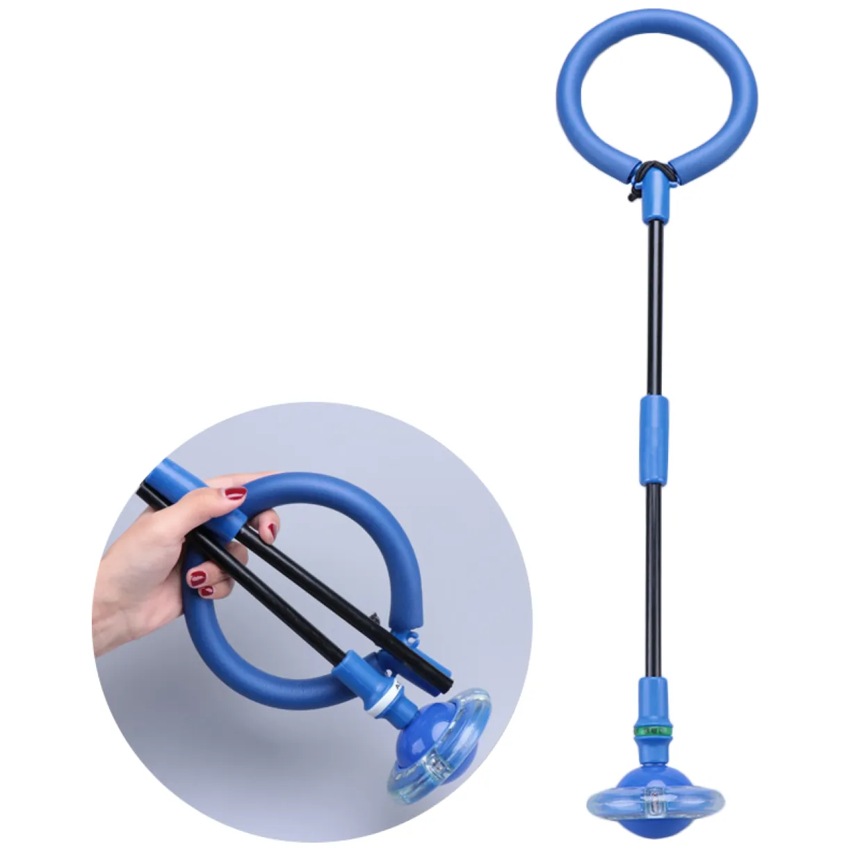 Hula hop skakanka na nogę składana dla dzieci z Diodami LED, niebieska - obrazek 2