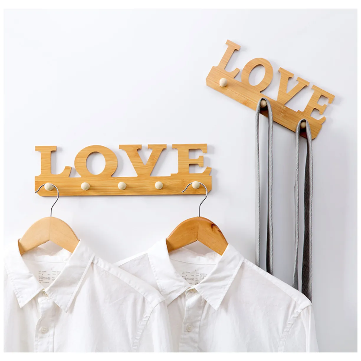 Modny wieszak drewniany Love - obrazek 2