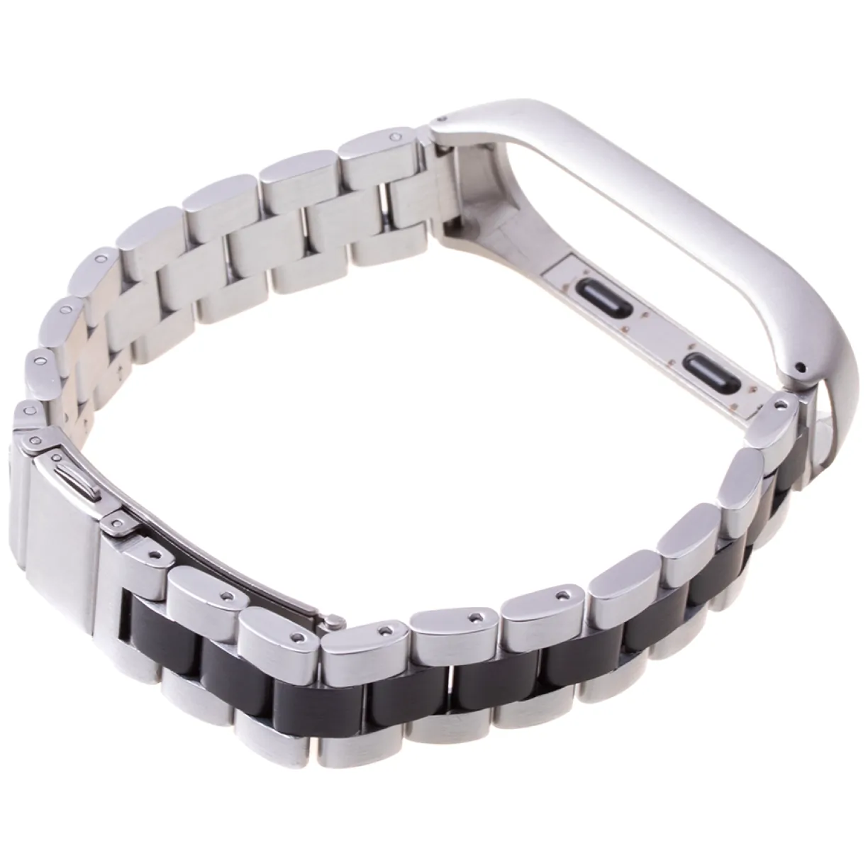 Pasek opaska Xiaomi Mi Band 3/ Xiaomi Mi Band 4 - srebrno czarna - obrazek 2