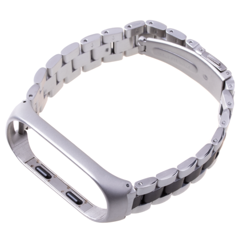 Pasek opaska Xiaomi Mi Band 3/ Xiaomi Mi Band 4 - srebrno czarna