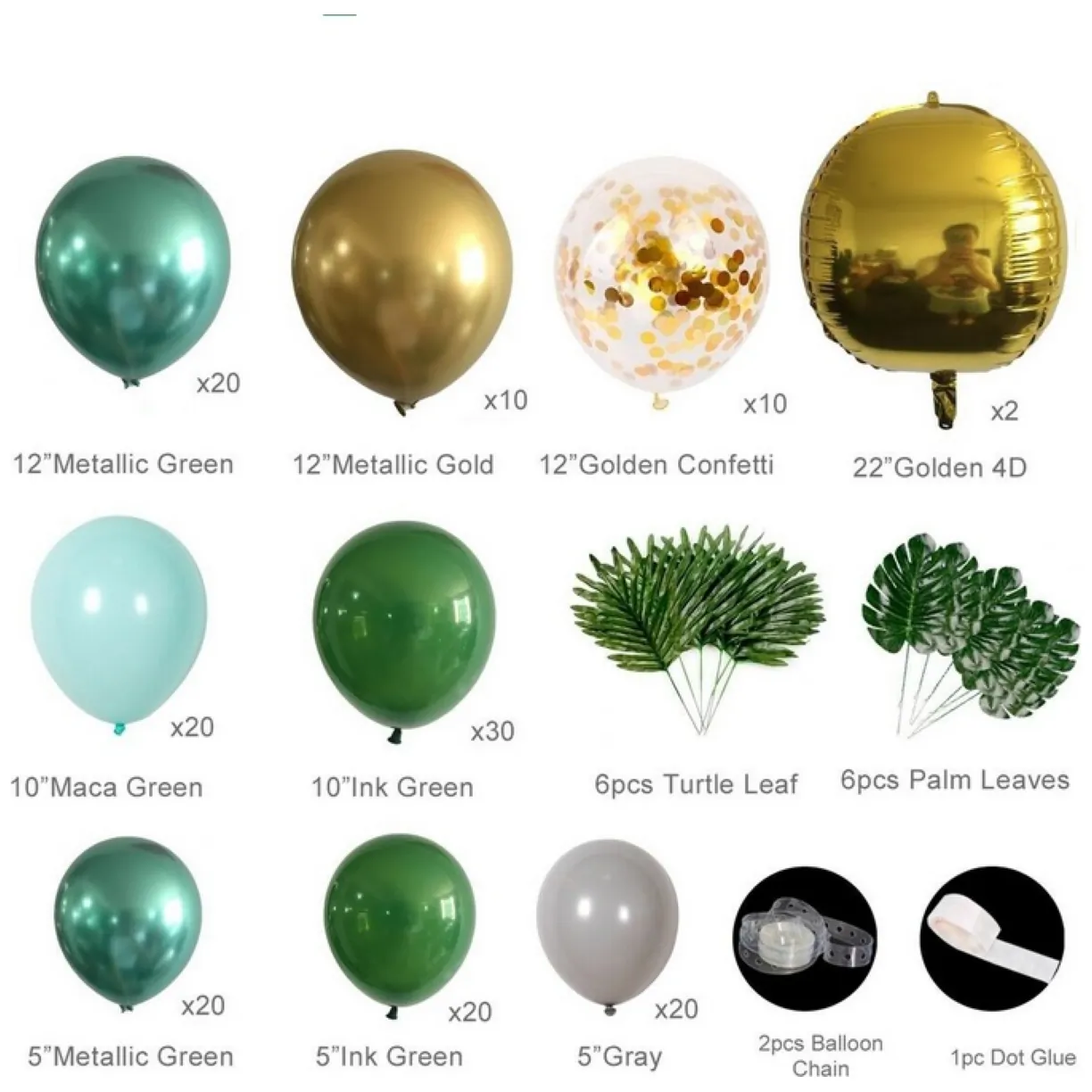 Duża girlanda balonowa 142 balony- zielona - obrazek 3