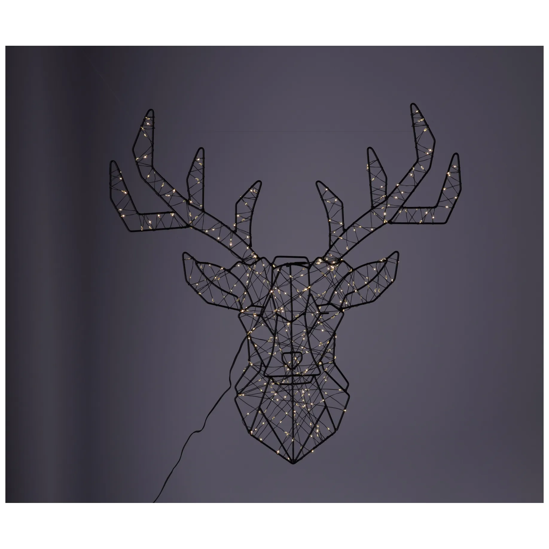 Dekoracja świąteczna LED – Głowa Renifera 53x51 cm, ciepła biel, IP44, zasilacz 230 V - obrazek 3
