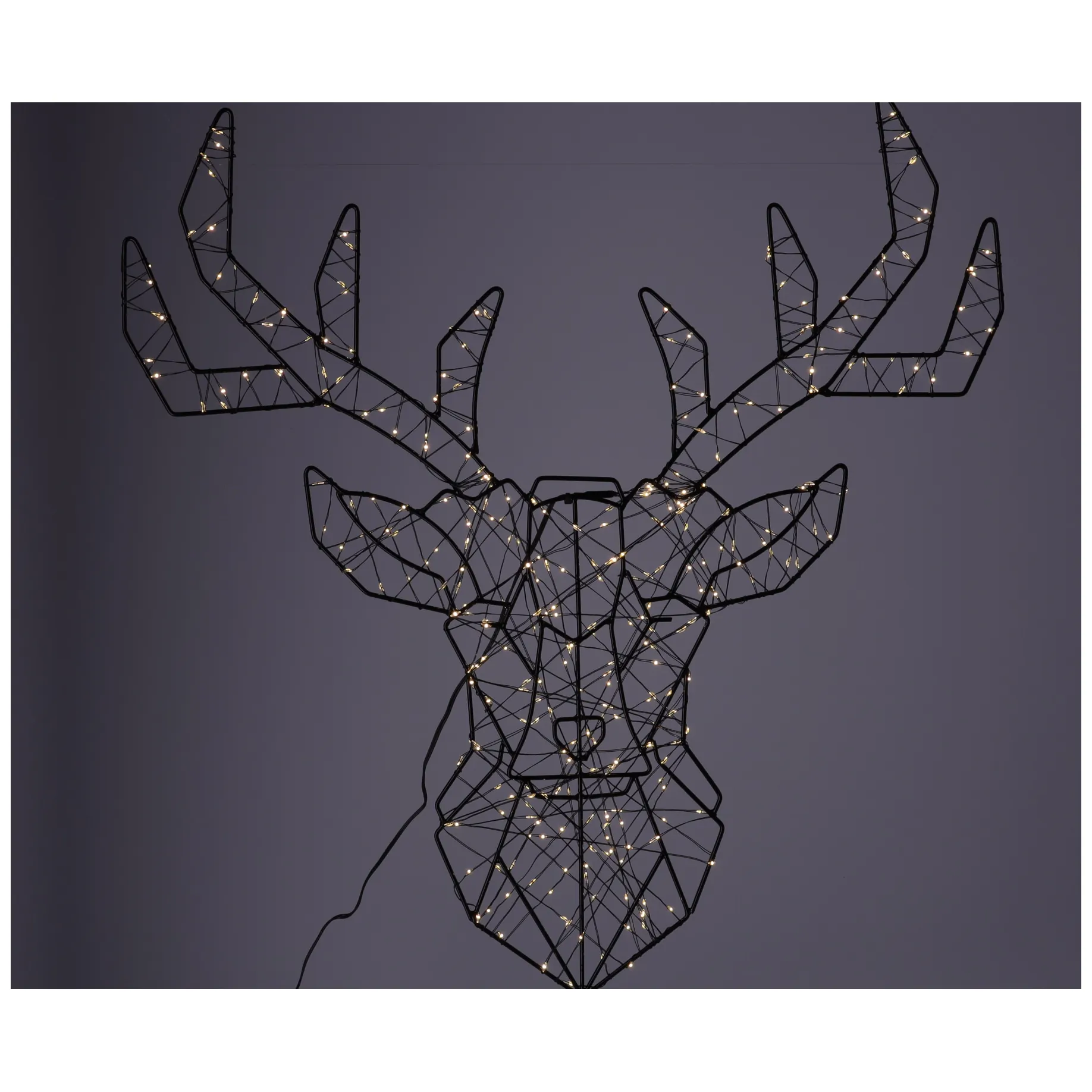 Dekoracja świąteczna LED – Głowa Renifera 53x51 cm, ciepła biel, IP44, zasilacz 230 V - obrazek 4