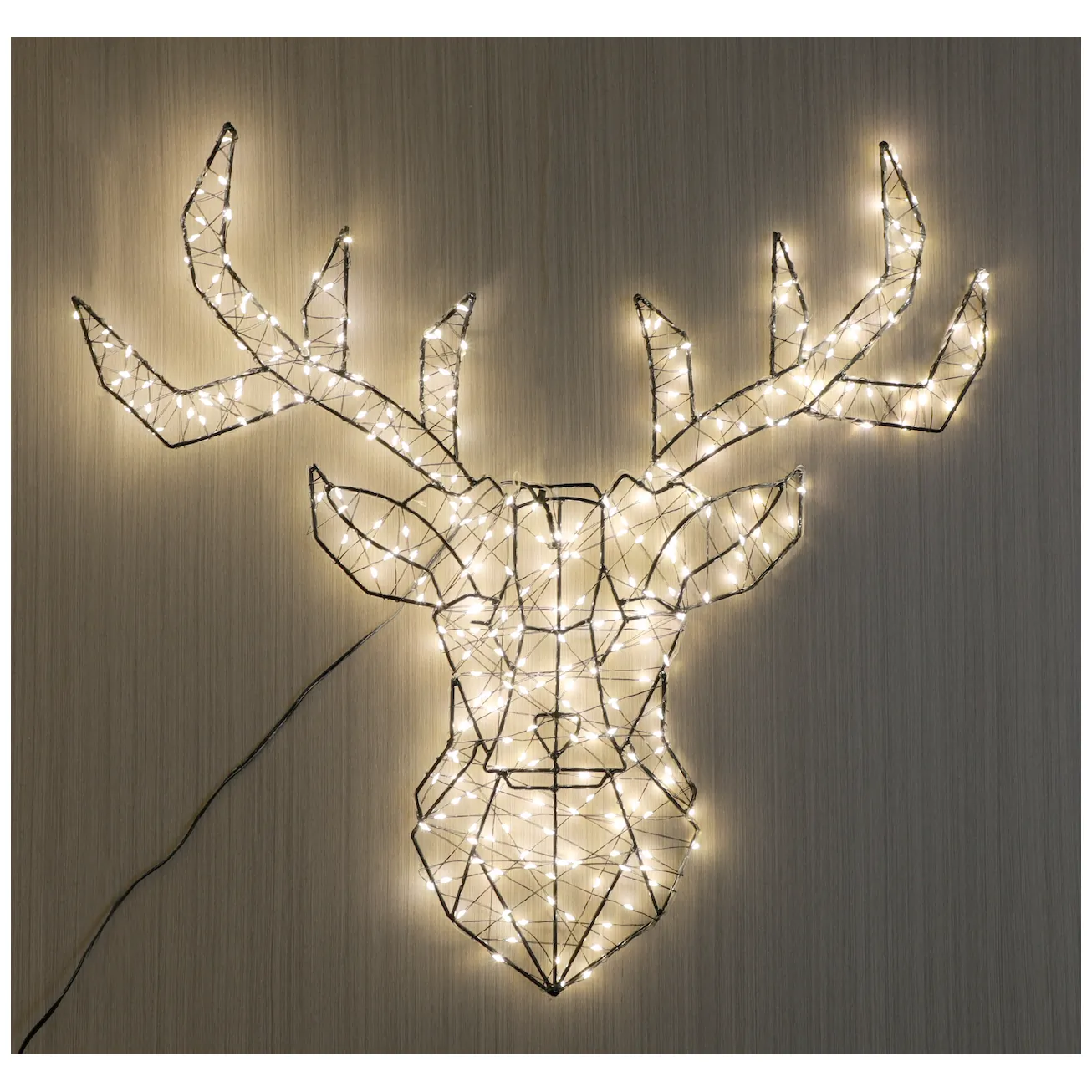 Dekoracja świąteczna LED – Głowa Renifera 53x51 cm, ciepła biel, IP44, zasilacz 230 V - obrazek 5