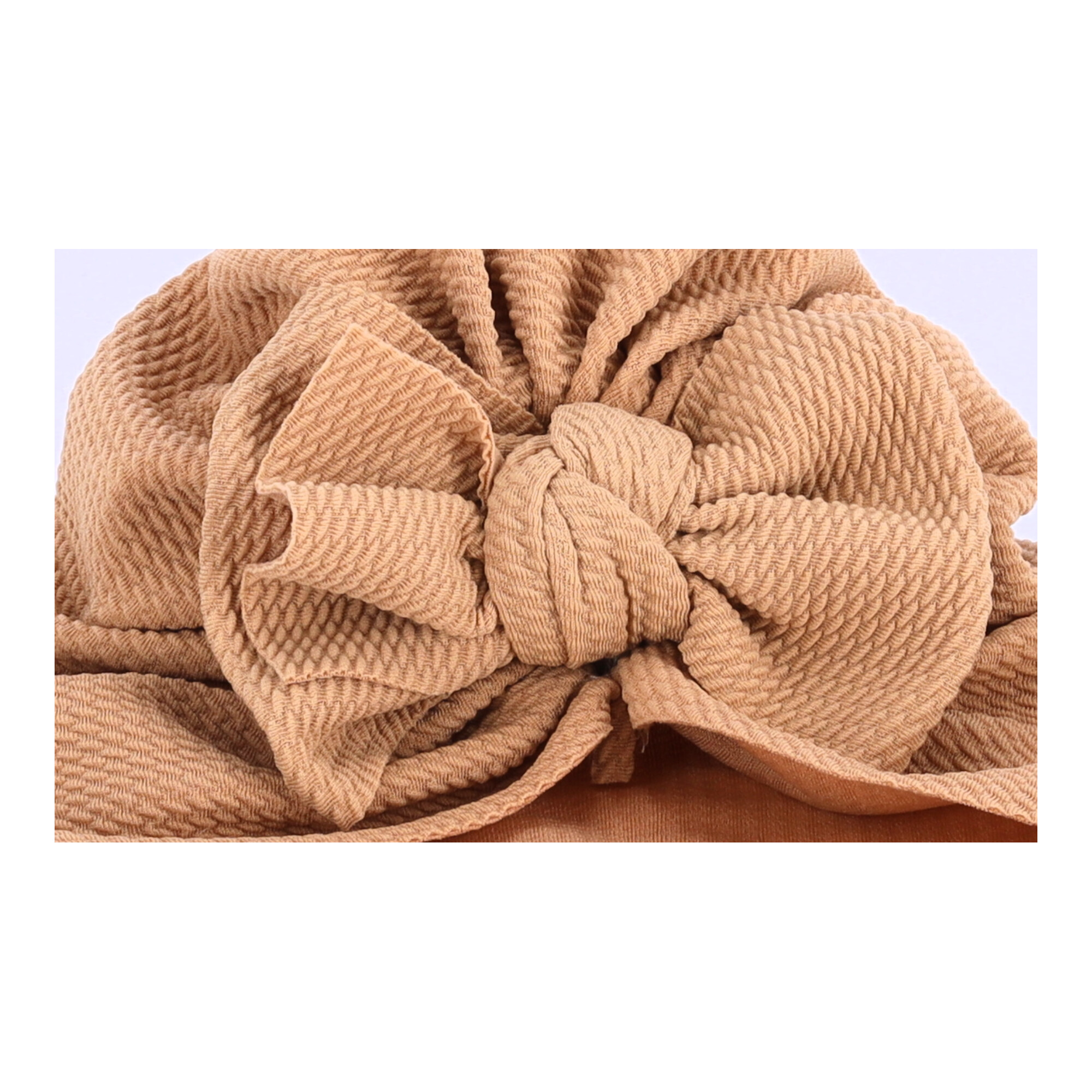 Modny dziewczęcy turban niemowlęcy z kokardką - jasnobrązowy - obrazek 2