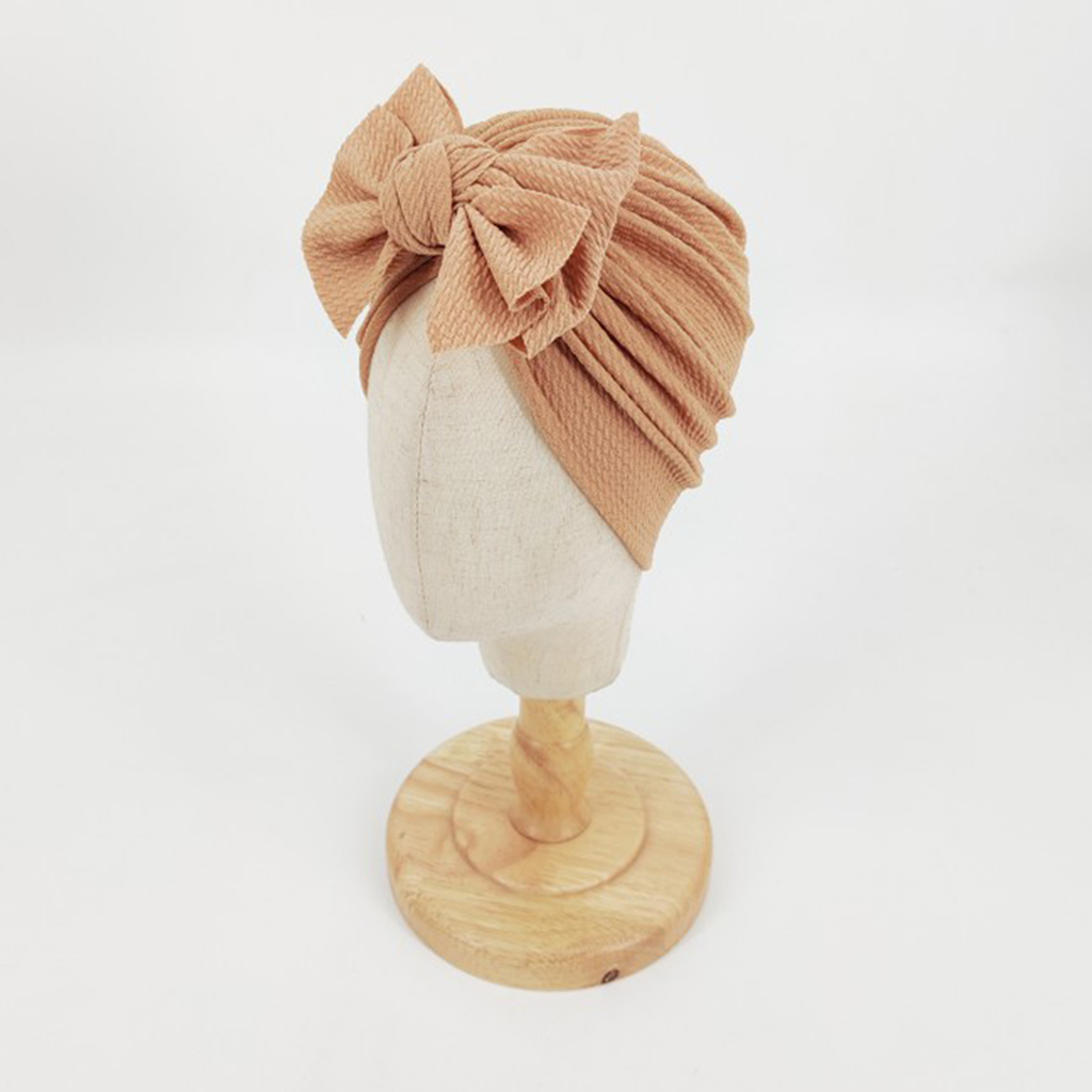 Modny dziewczęcy turban niemowlęcy z kokardką - jasnobrązowy - obrazek 5