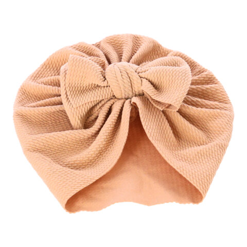Modny dziewczęcy turban niemowlęcy z kokardką - jasnobrązowy