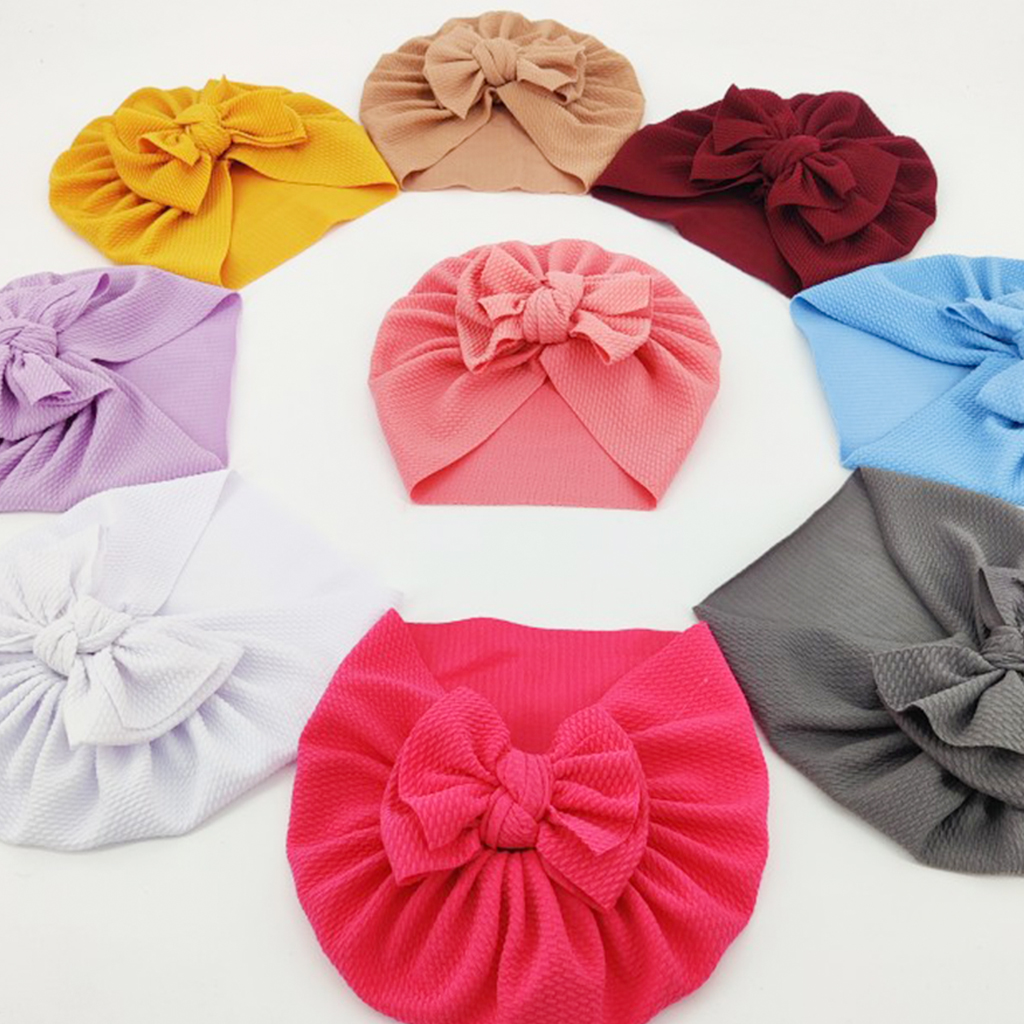 Modny dziewczęcy turban niemowlęcy z kokardką - jasnobrązowy - obrazek 7