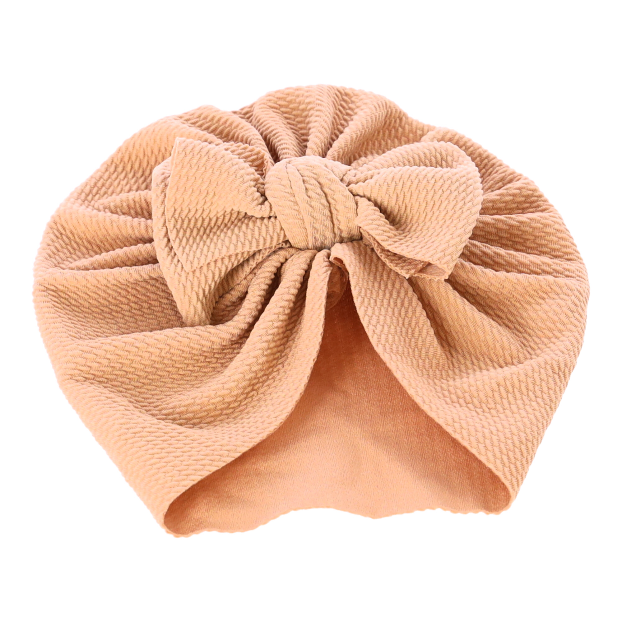 Modny dziewczęcy turban niemowlęcy z kokardką - jasnobrązowy