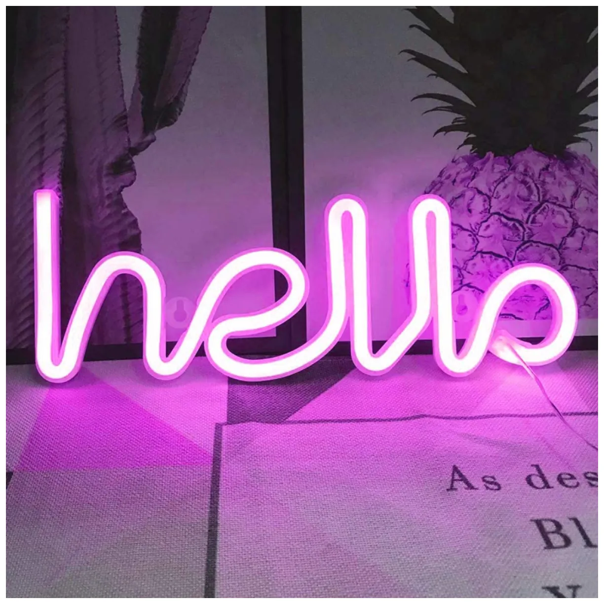 Dekoracyjna lampka neonowa LED- hello 2 - obrazek 2