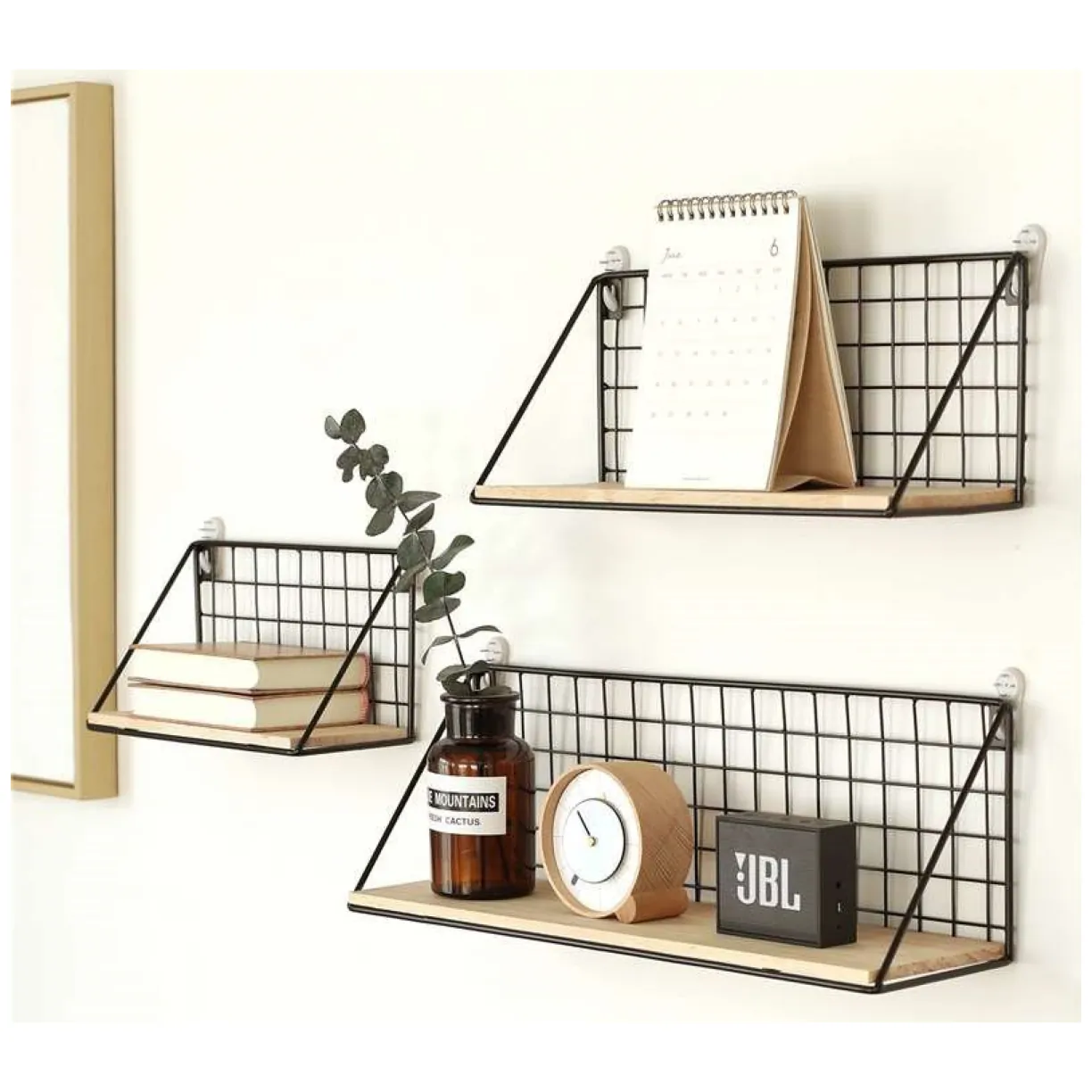 Półka ścienna metalowa styl LOFT 45 x13,5 cm- czarna - obrazek 2