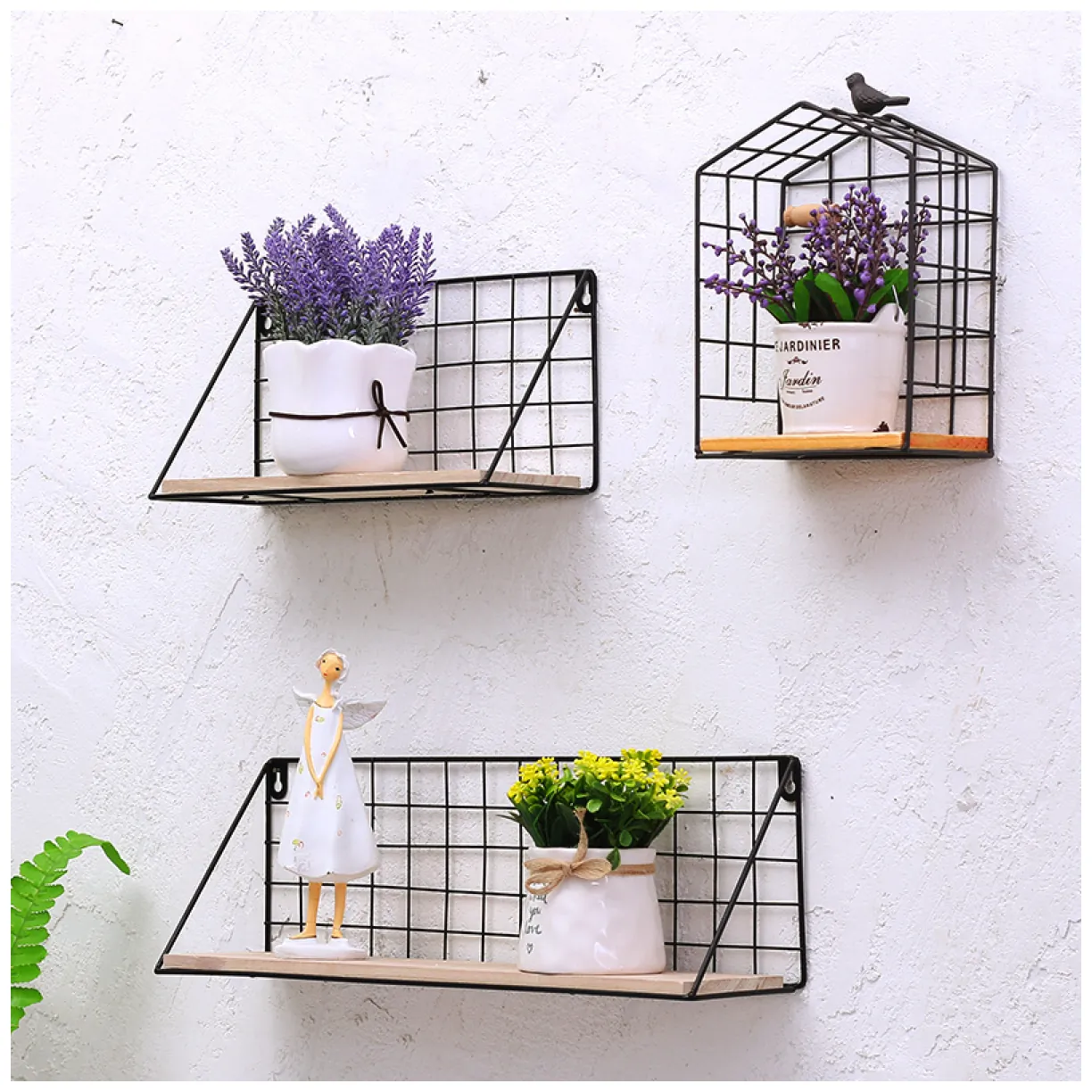 Półka ścienna metalowa styl LOFT 45 x13,5 cm- czarna - obrazek 3