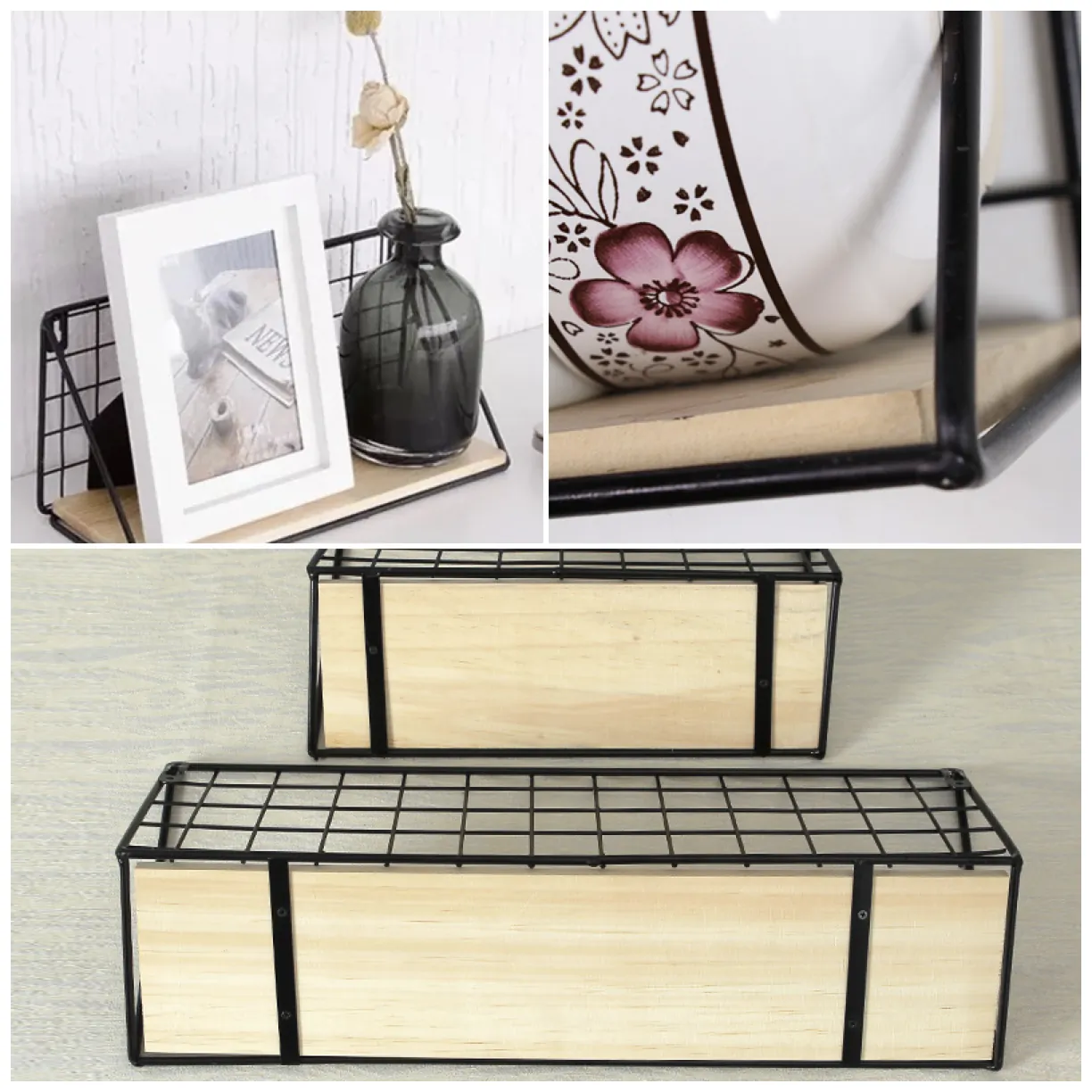 Półka ścienna metalowa styl LOFT 45 x13,5 cm- czarna - obrazek 6