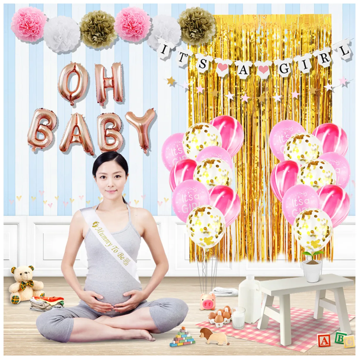 Zestaw balonów i rekwizytów na Baby Shower- "IT'S A BOY" - obrazek 3