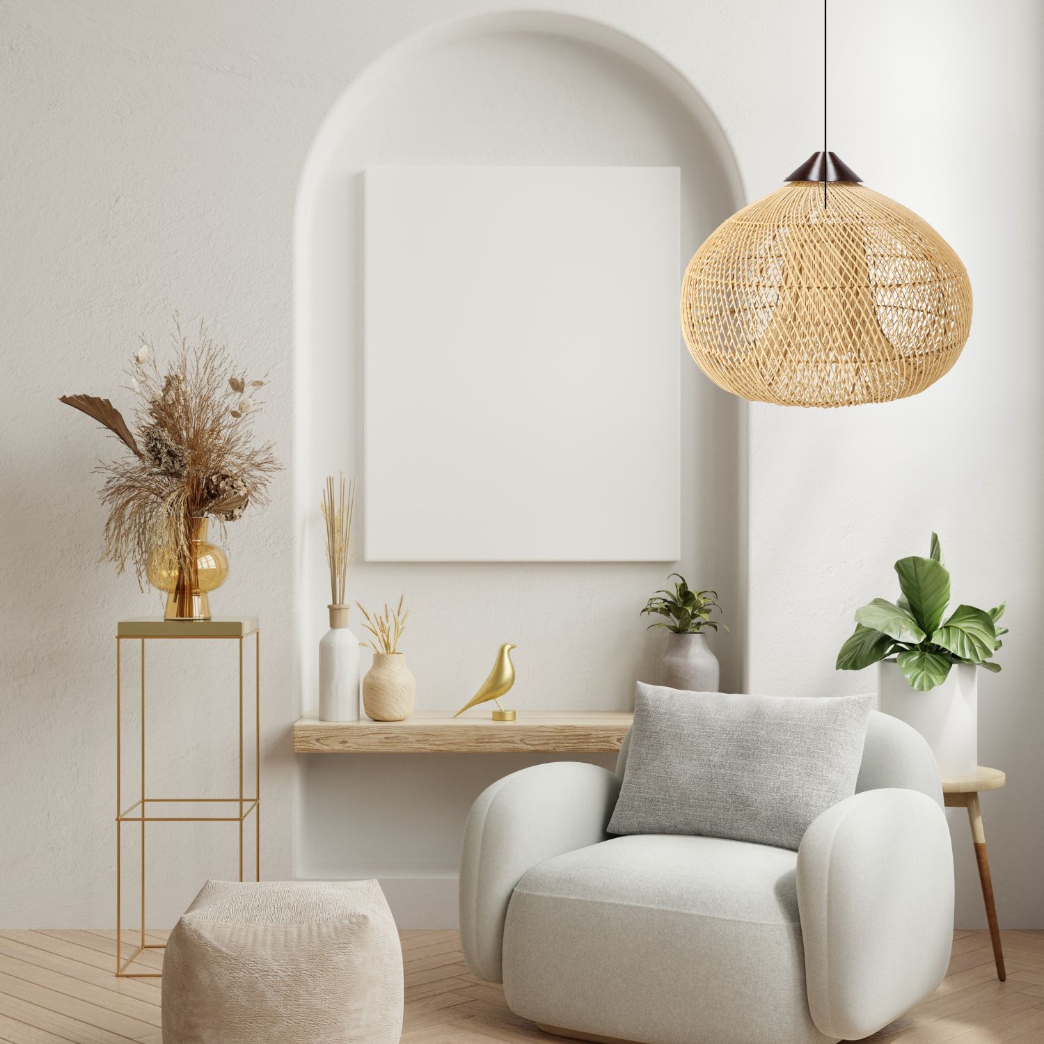 Dekoracyjna rattanowa lampa wisząca - 50 cm (naturalny kolor) - obrazek 3