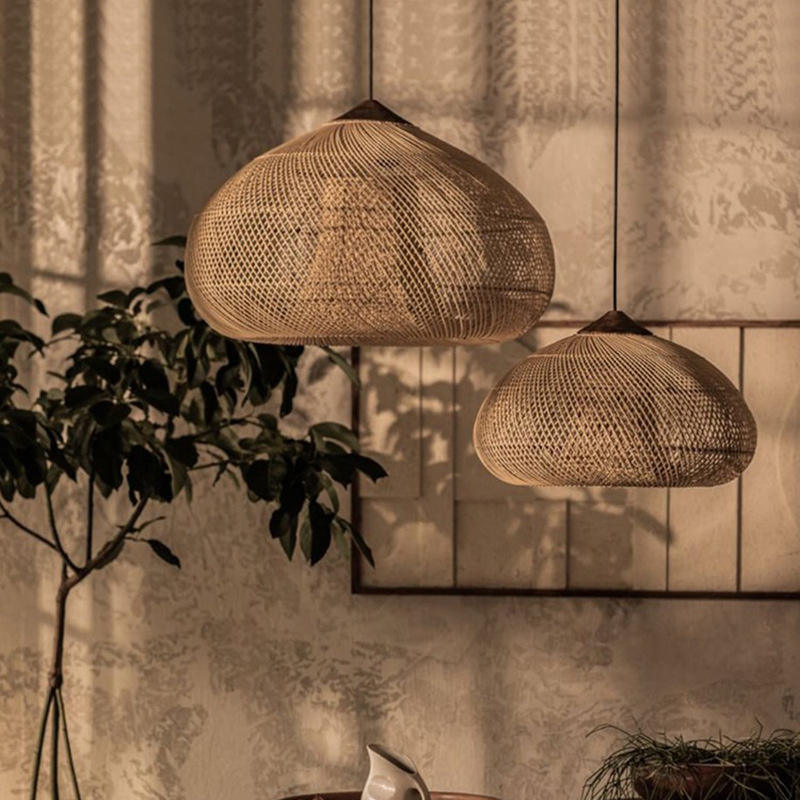 Dekoracyjna rattanowa lampa wisząca - 50 cm (naturalny kolor) - obrazek 6